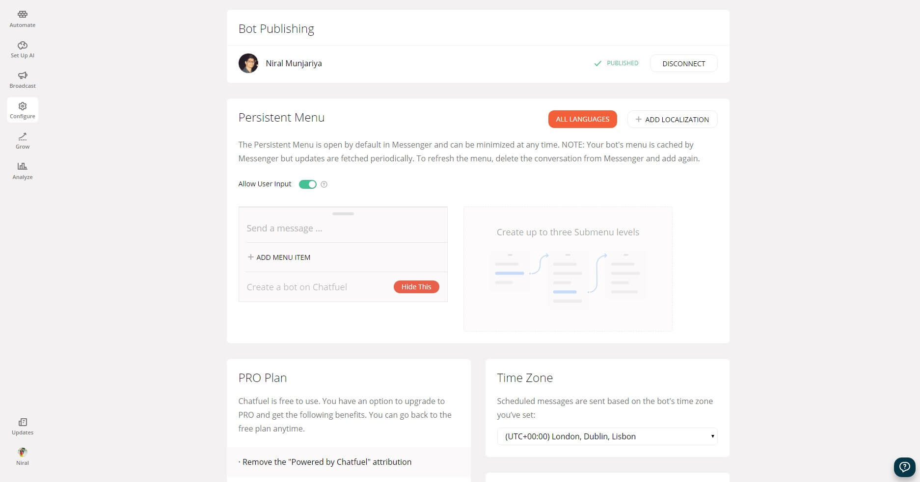 Chatfuel Configuration
